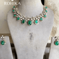 Neema polki kundan necklace set - Dark green - Rohika Store