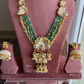 Kalyani Moissanite 22kt Gold Polish Temple Jewellery Set- Mint Green