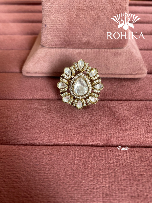 Angana polki kundan ring (SG-142) - White