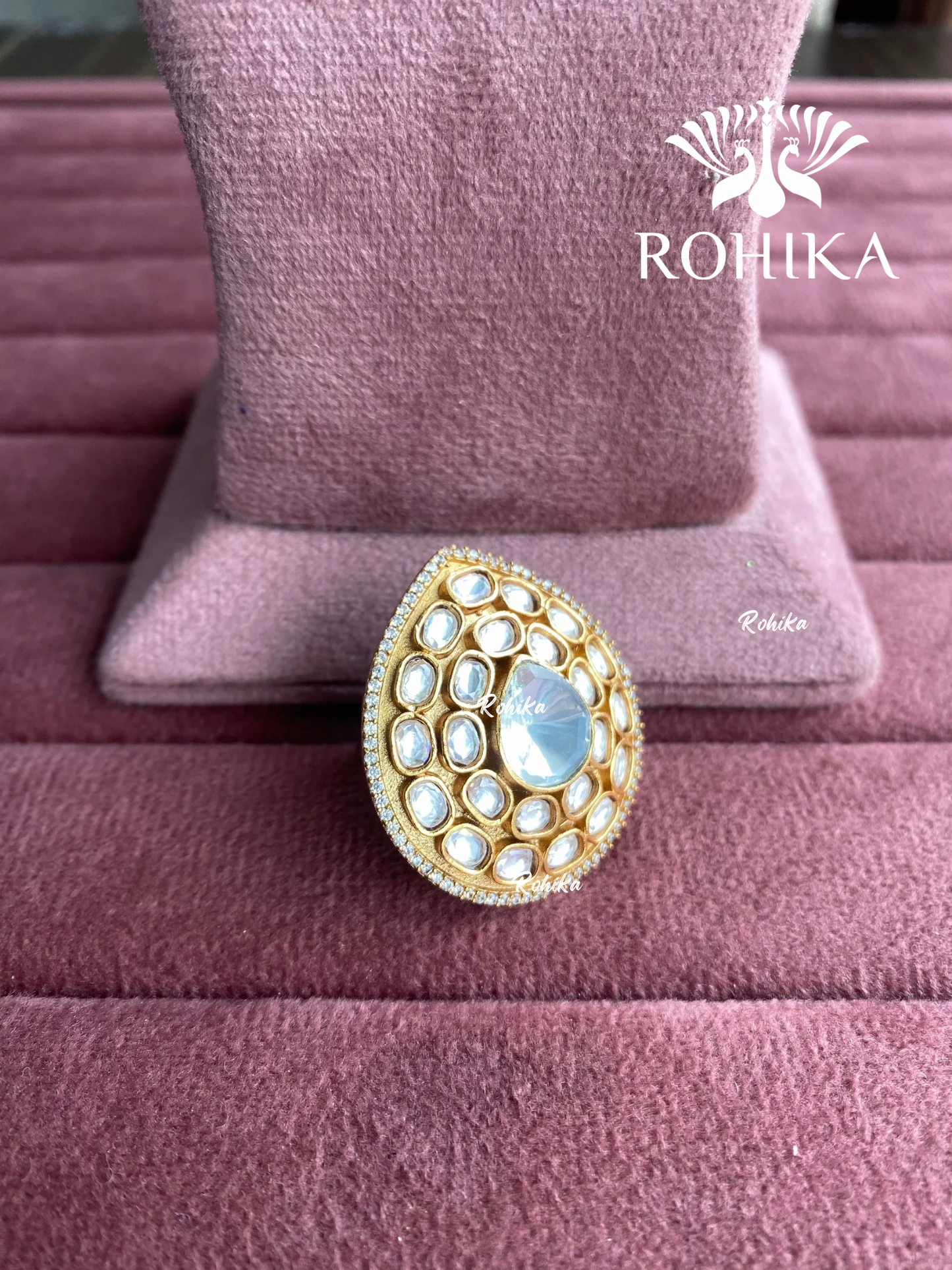 Angana polki kundan ring (SG-130) - White 