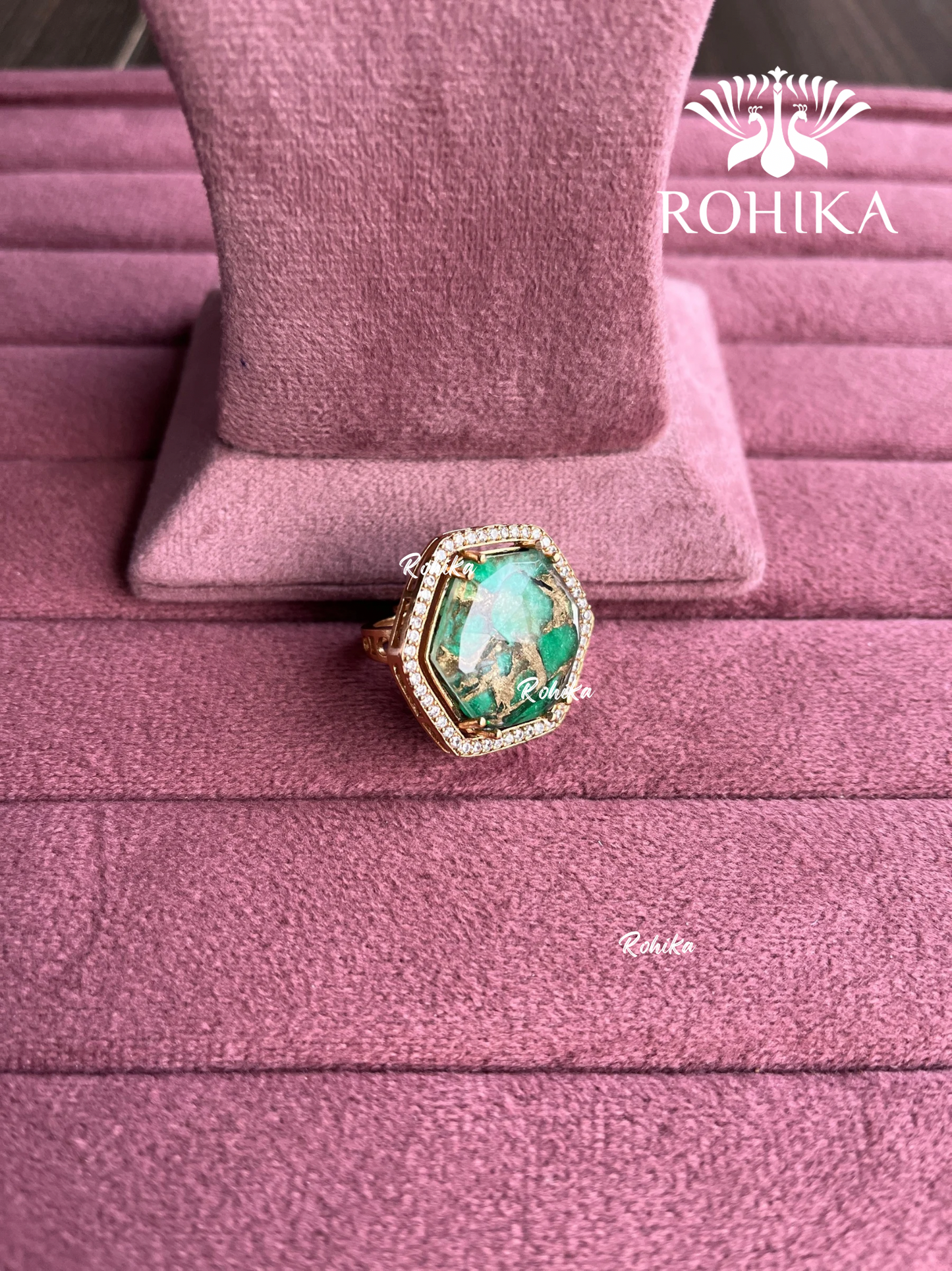 Angana polki kundan ring (SG-141) - Green