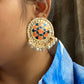 Khushi kundan studs - Yellow and green