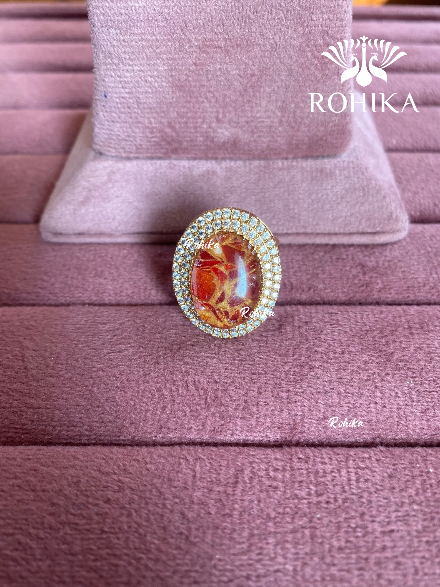 Angana polki kundan ring (SG-137) - Red