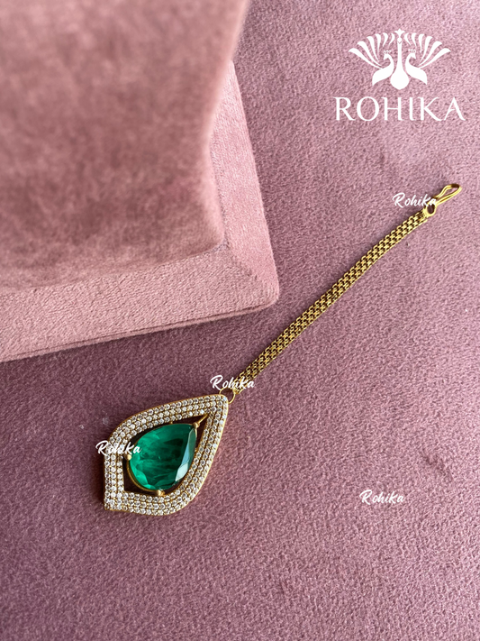 Polki kundan maangtikka (PLKM-026) - Green