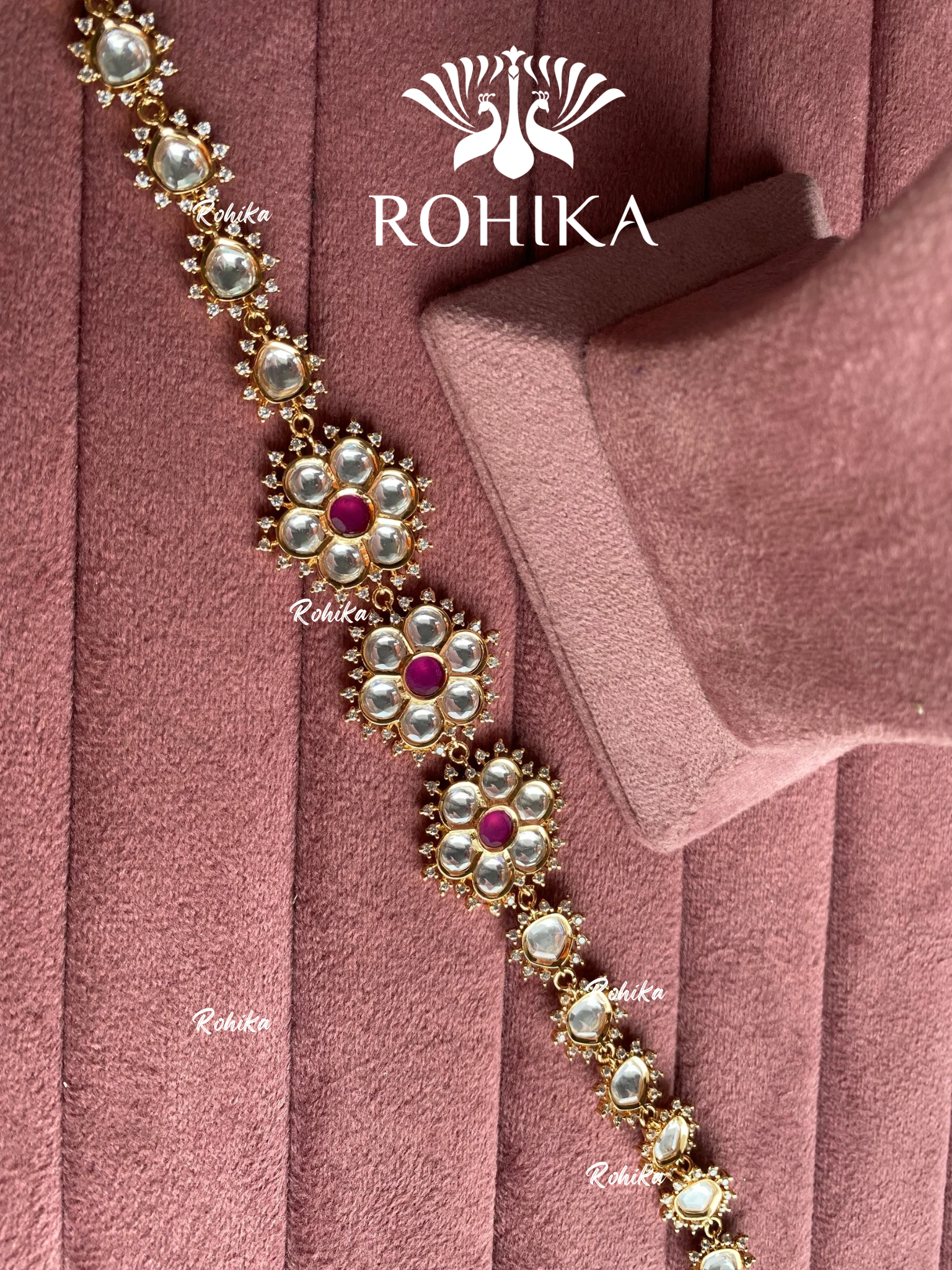 Kesha polki kundan sheeshphool (SP-024) - Pink