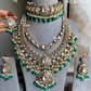 Satya polki kundan combo set -  Dark Green