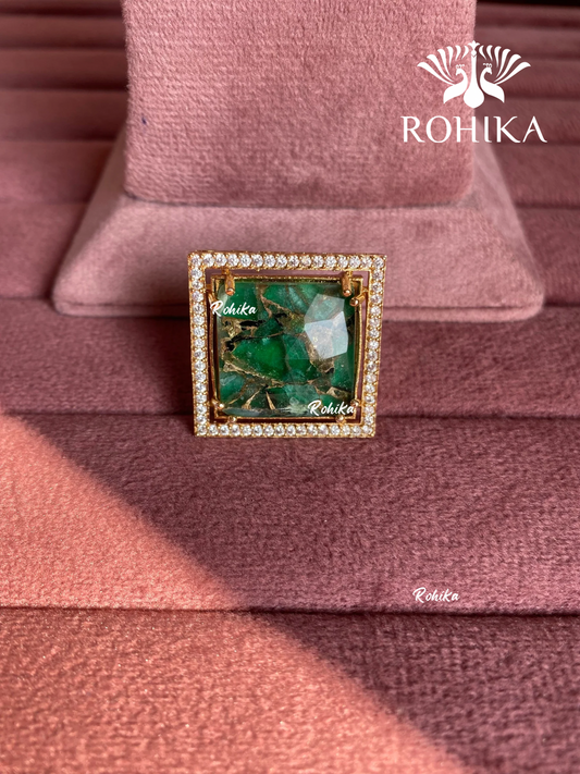 Angana polki kundan ring (SG-101) - Dark green