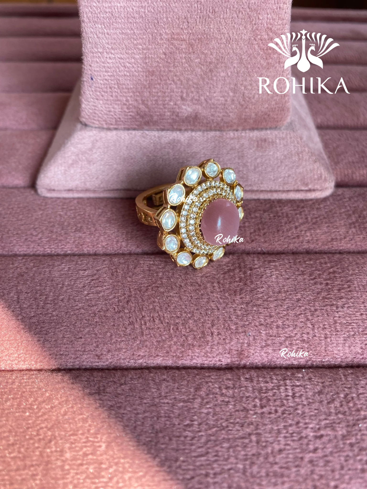 Angana polki kundan ring (SG-138) - Pink