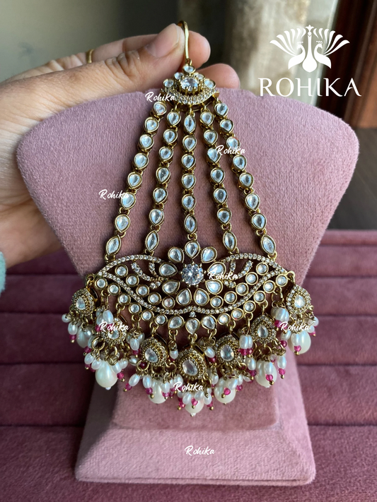 Bandini polki kundan passa /jhoomer (011) - White & pink