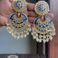 Tisha earrings and maangtikka combo - Dark blue