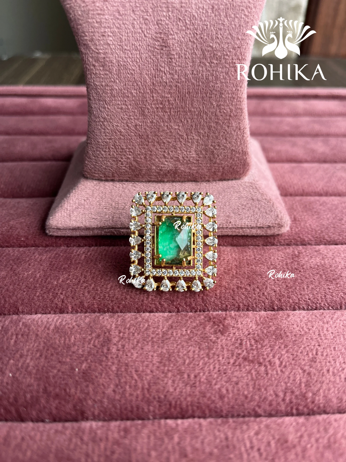 Angana polki kundan ring (SG-126) - Green