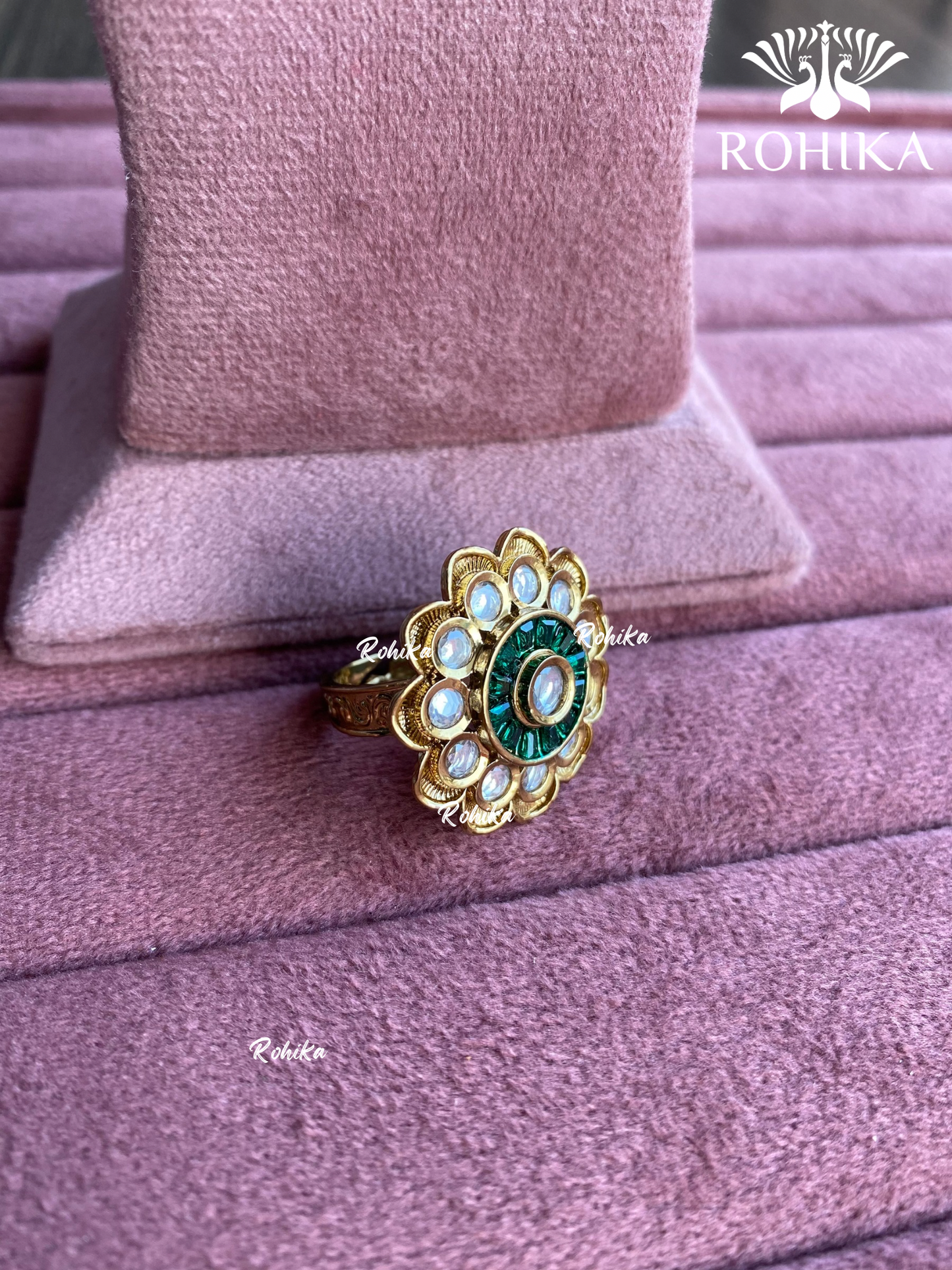 Angana polki kundan ring (SG-062) - Green