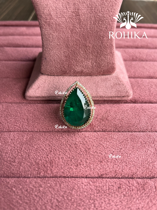 Angana polki kundan ring (SG-108) - Dark green