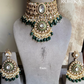 Mriga polki kundan choker set - Dark Green