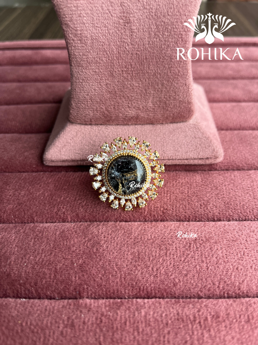 Angana polki kundan ring (SG-131) - Black