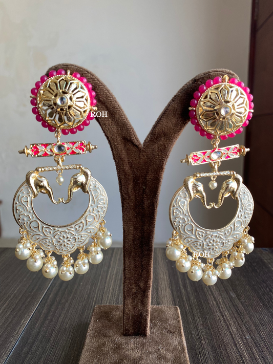 Gaja meenakari earrings - Grey