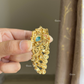 Moisanite kundan Brooch (BR-001) - Dark Green