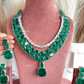 Anvi AD Doublet Layered Necklace Set - Dark Green