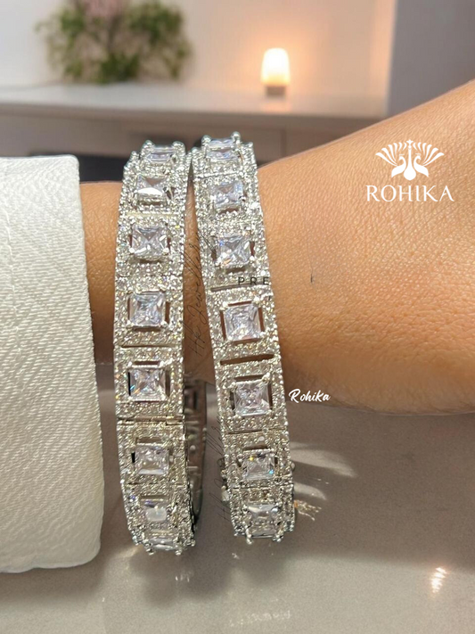 Beautifull american diamond bangles  -White 