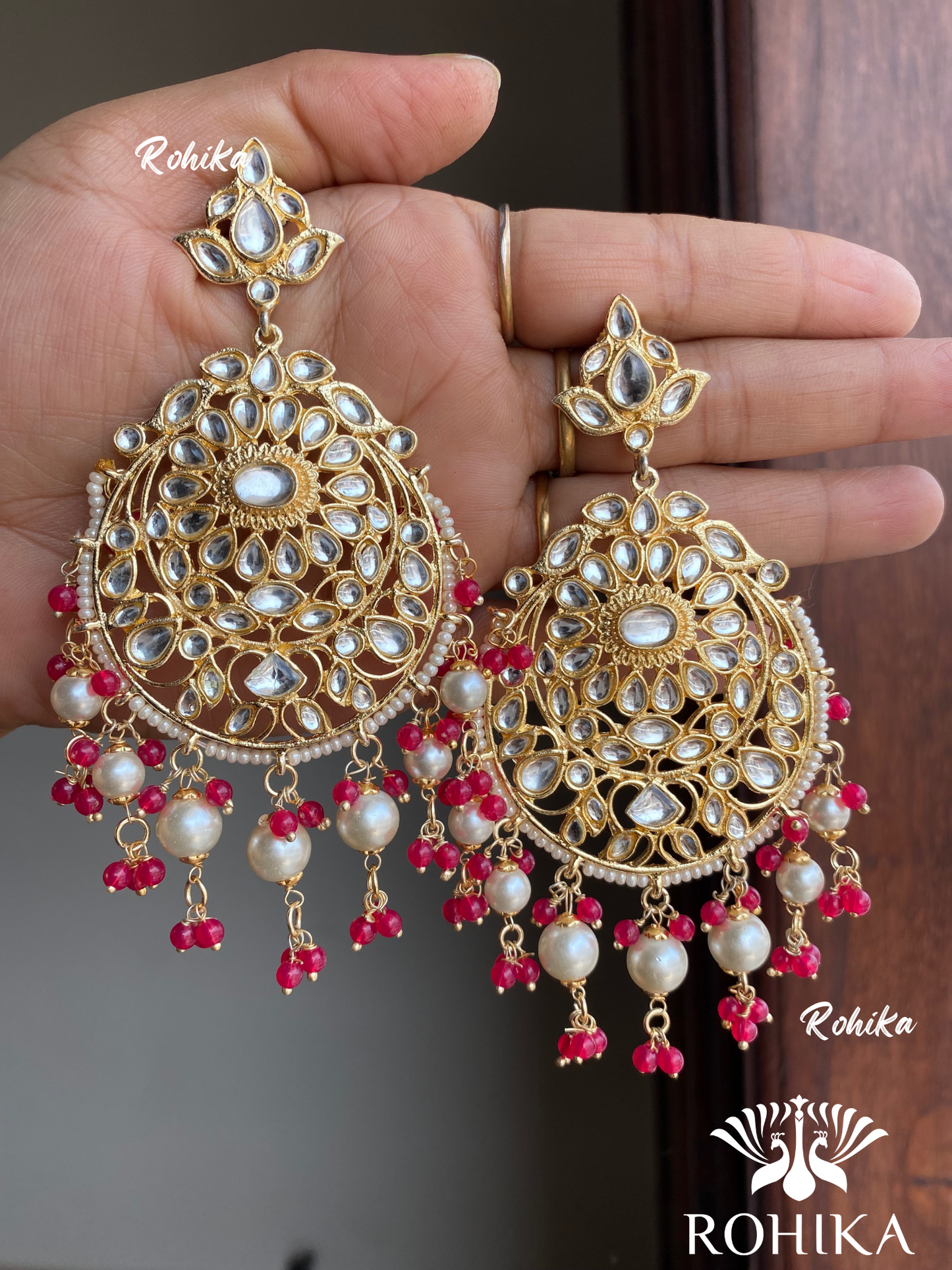 Neema beautiful earrings-Dark pink