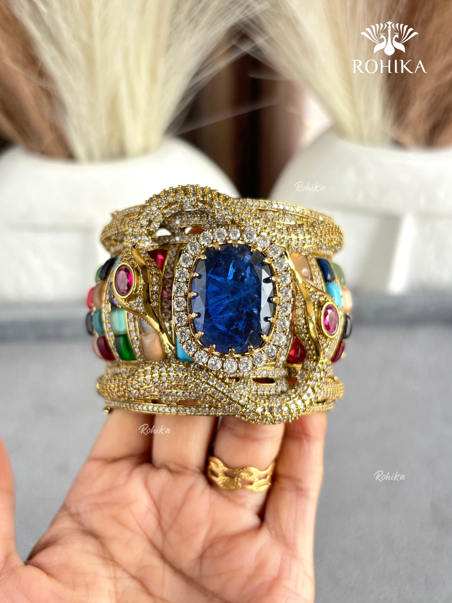 Sabya Deisgner Semi-Precious Kada (SSB004) -  Multi Colour