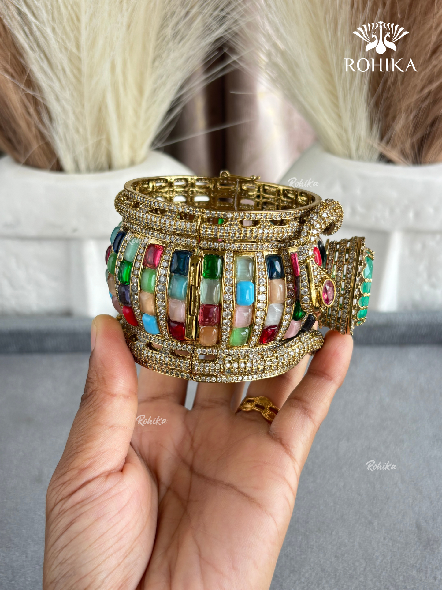 Sabya Deisgner Semi-Precious Kada (SSB004) -  Multi Colour