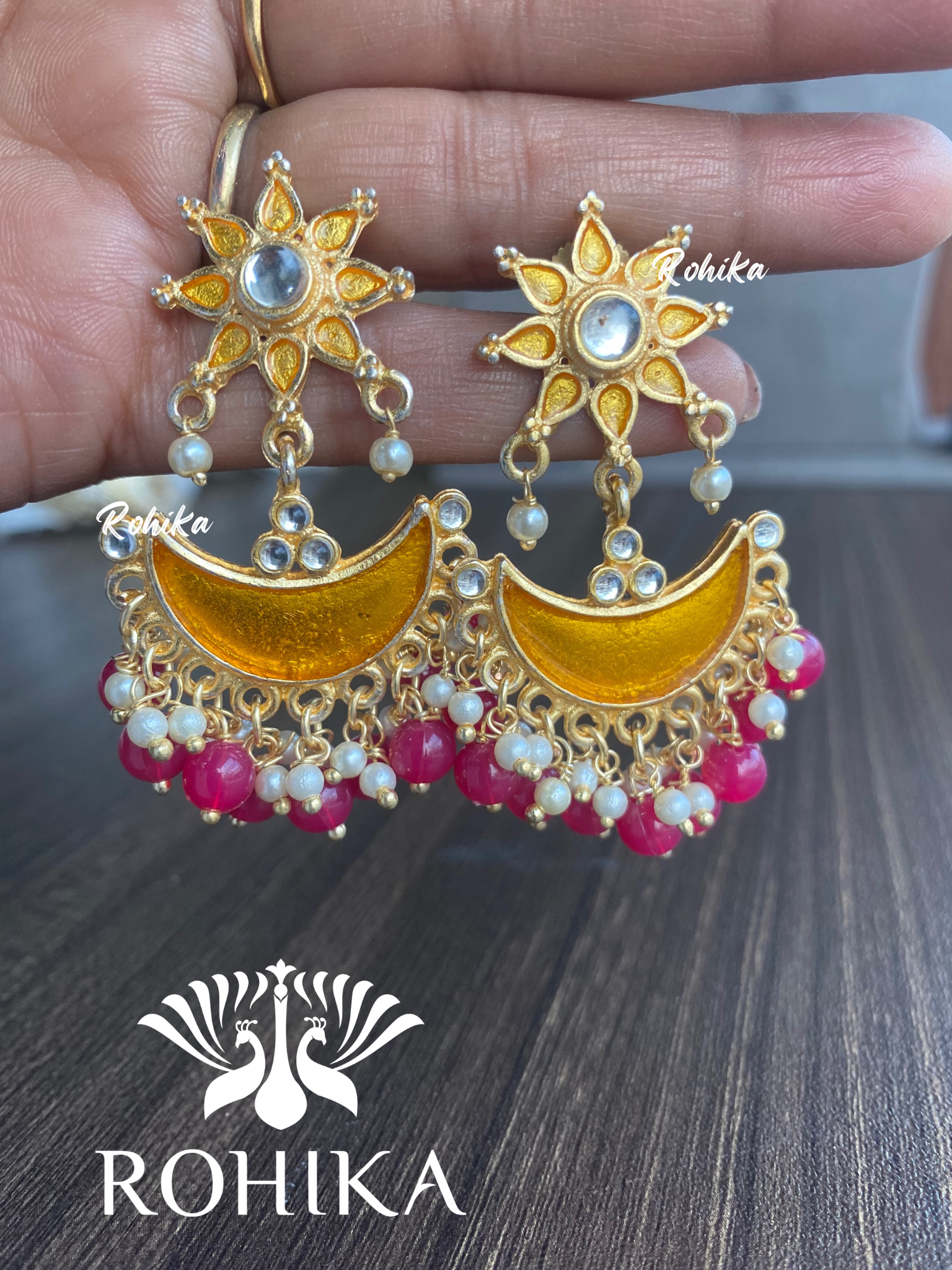 Preeti  beautiful earrings-Yellow