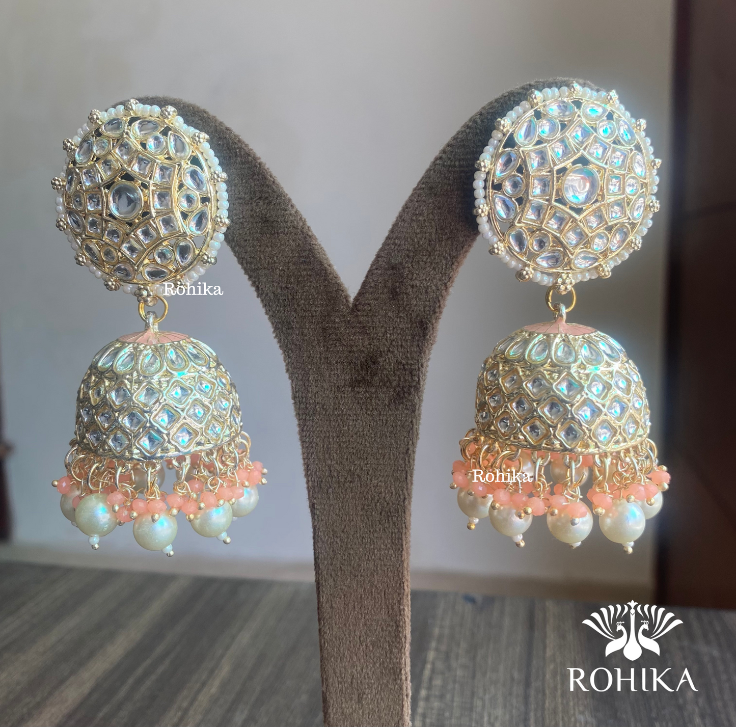 Manya jhumka earrings - Light Peach