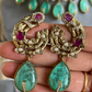 Floral choker set -  Ruby red & mint green
