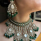 Anokhi Polki Kundan Bridal Necklace Set - Dark green