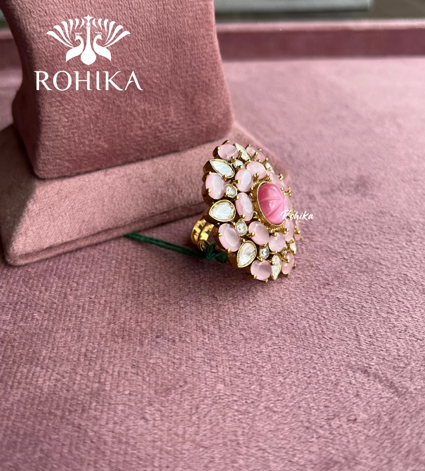 Angana polki kundan ring  (SG-006) - Light Pink