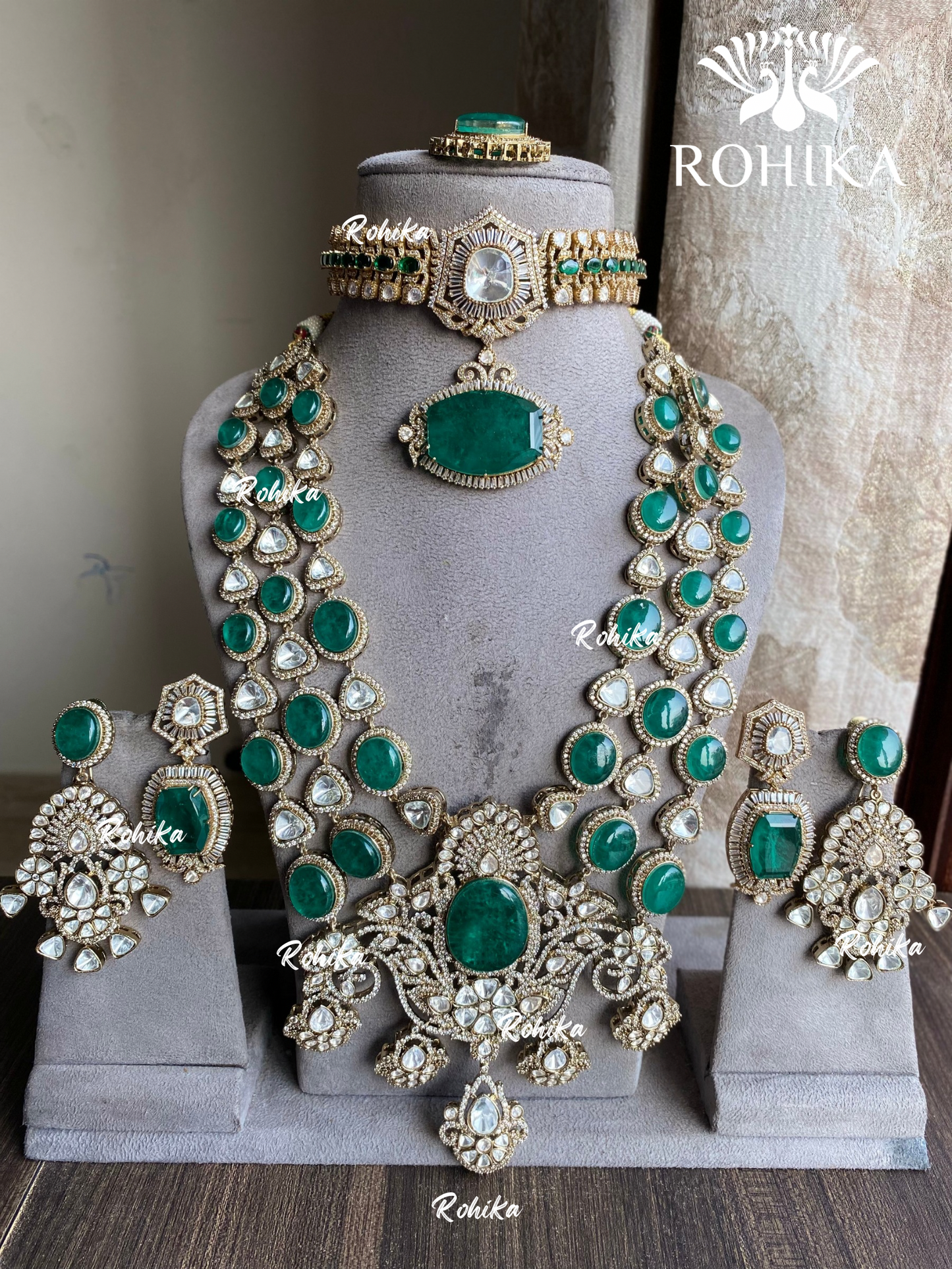 Shakti moisanite doublets combo set -  Dark Green