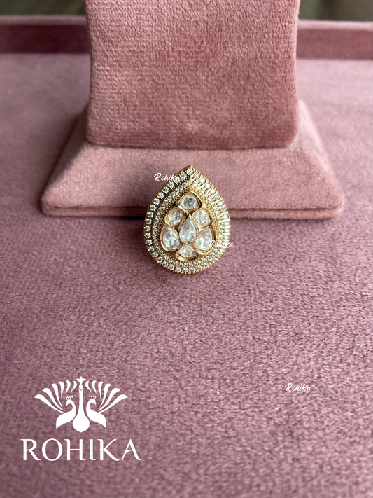 Angana polki kundan ring  (SG-023) - White