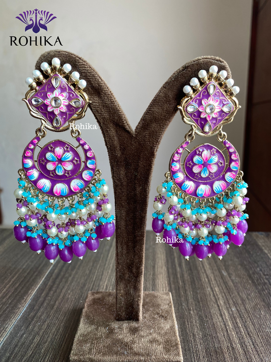 Rashmi meenakari earrings - Purple