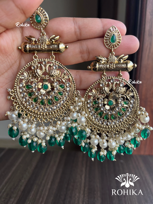 Arka chandbali earrings - Dark Green