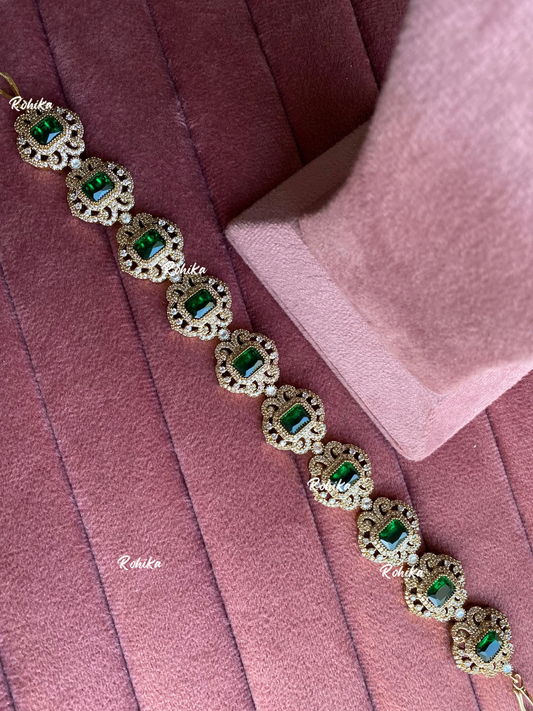 Kesha polki kundan sheeshphool (SP-021) - Dark green