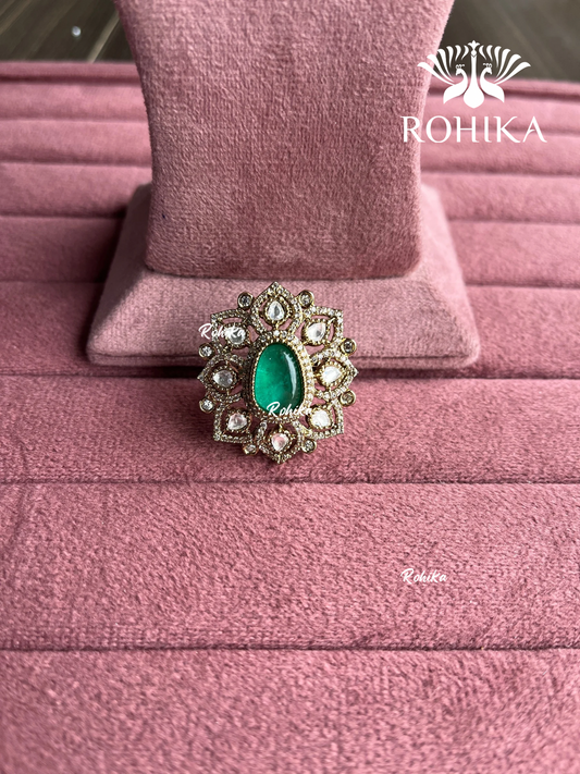 Angana polki kundan ring (SG-106) - Mint green