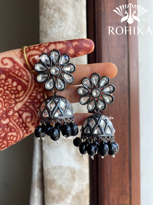 Shyamli oxidized jhumka earrings (005) - Black