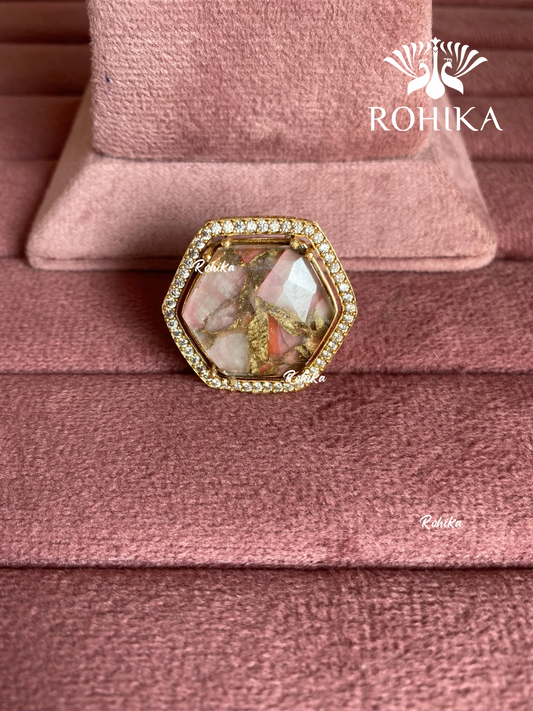 Angana polki kundan ring (SG-141) - Pink