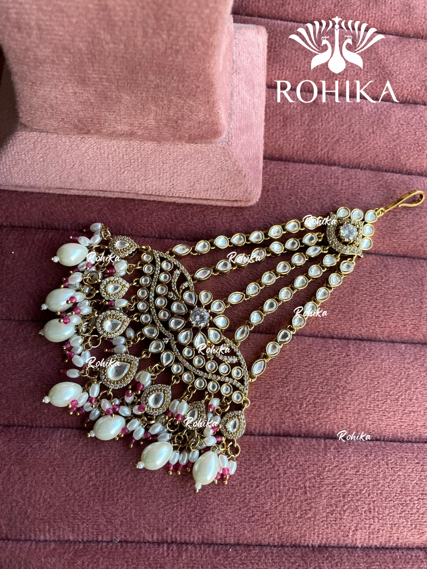 Bandini polki kundan passa /jhoomer (011) - White & pink