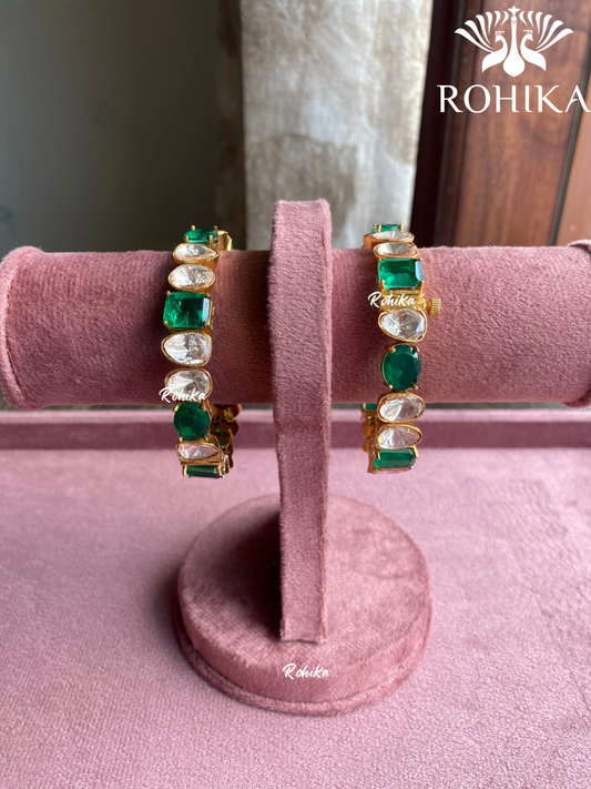 Preeti moisinite kundan kada/bangles - Green