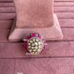 Angana polki kundan ring (SG-074) - Dark pink