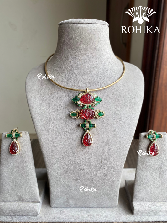 Banjara fusion necklace set (FN-006) - Red