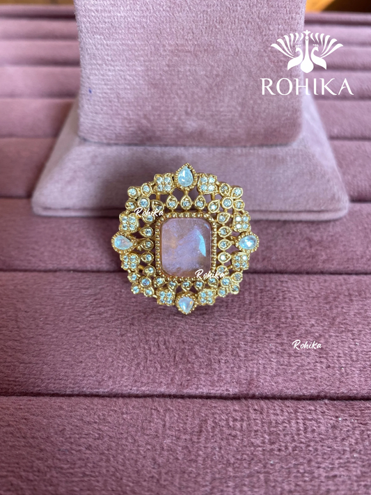 Angana polki kundan ring (SG-129) - Pink