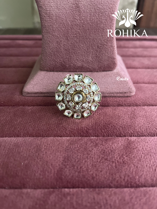 Angana polki kundan ring (SG-087) - White