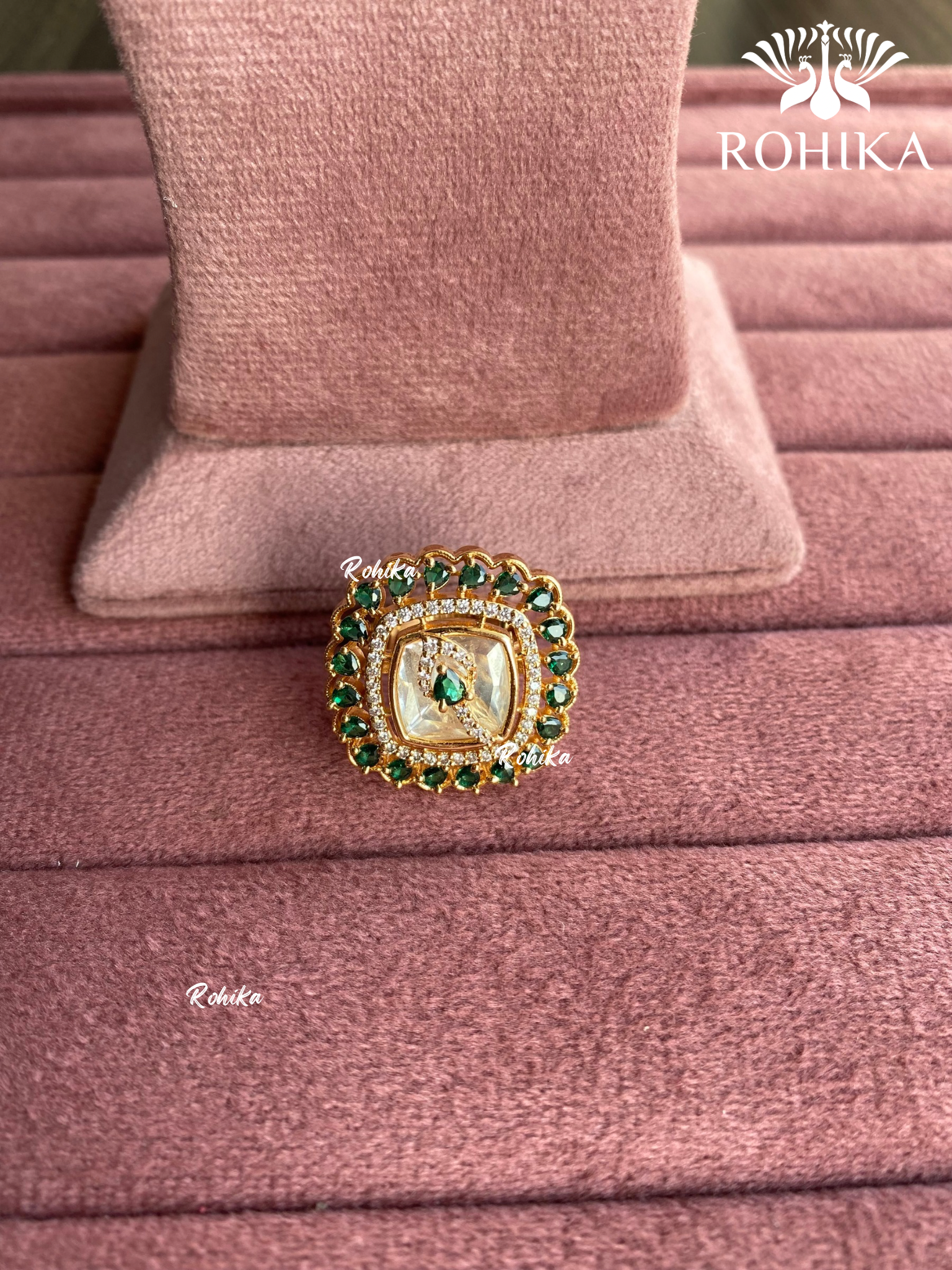 Angana polki kundan ring (SG-084) - Green