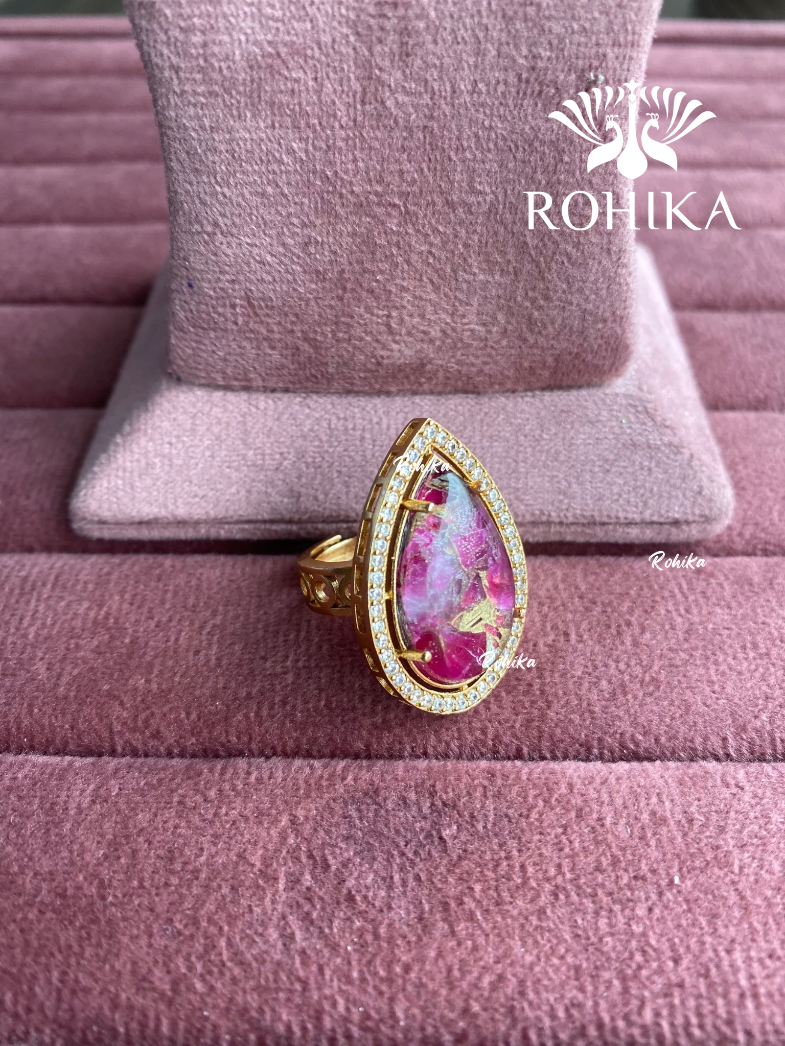 Angana polki kundan ring (SG-123) - Pink