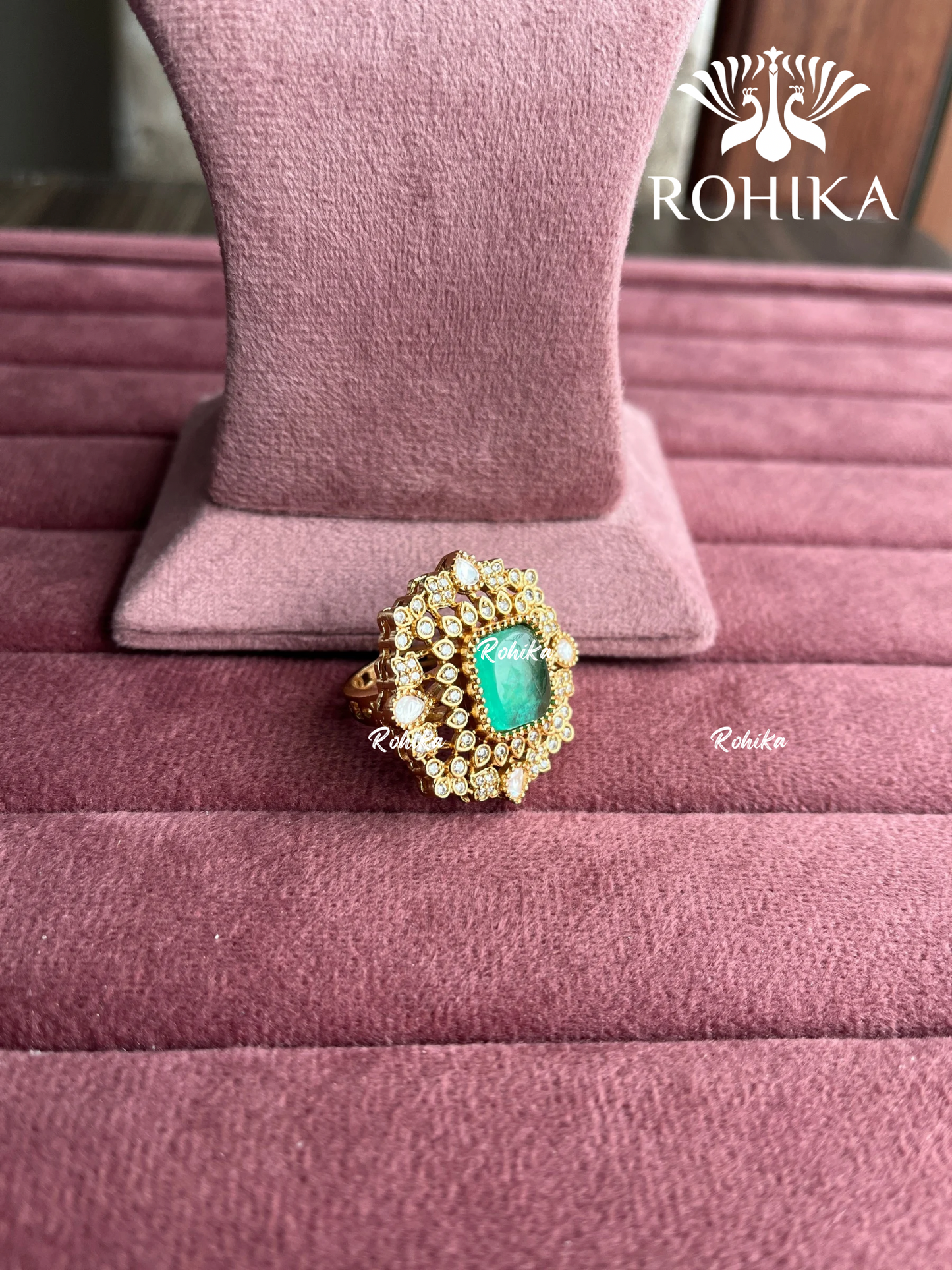 Angana polki kundan ring (SG-129) - Mint green