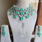 Ishma doublets american diamond necklace set - Mint green