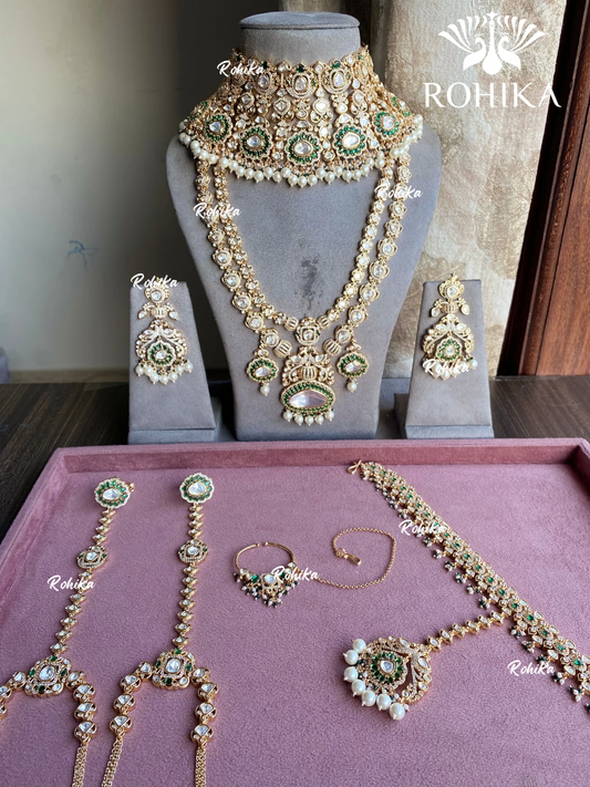 Rajsi moisanite bridal combo set - Dark Green